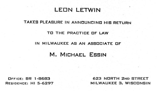 1958.??.?? Leon Letwin Joins Michael Essin Law Firm