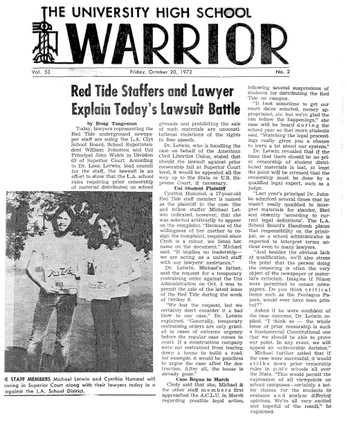 1972.10.20 -- Red Tide Staffers and Lawyer Explain Today's Lawsuit Battle -- Warrior_Page_2