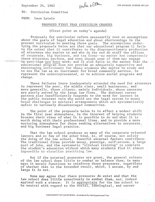 1982.09.24 Leon Proposed First Year Curriculum Changes_Page_1